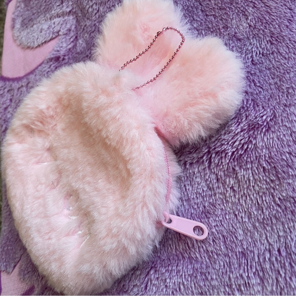 Esther Bunny Fuzzy Plush Coin Purse Pouch - Picture 4 of 6